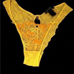Honey Birdette Yellow Floral Lace Thong